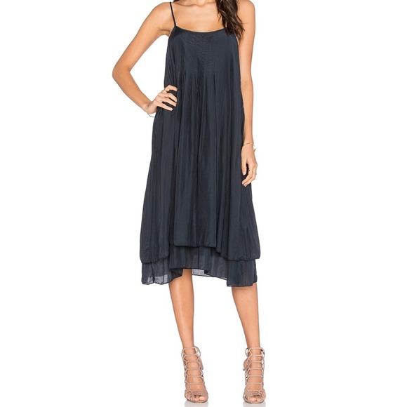 CP Shades Lia Silk Dress Casual Sleeveless Pleated Tank Summer Classy Dark Gray - Picture 1 of 12